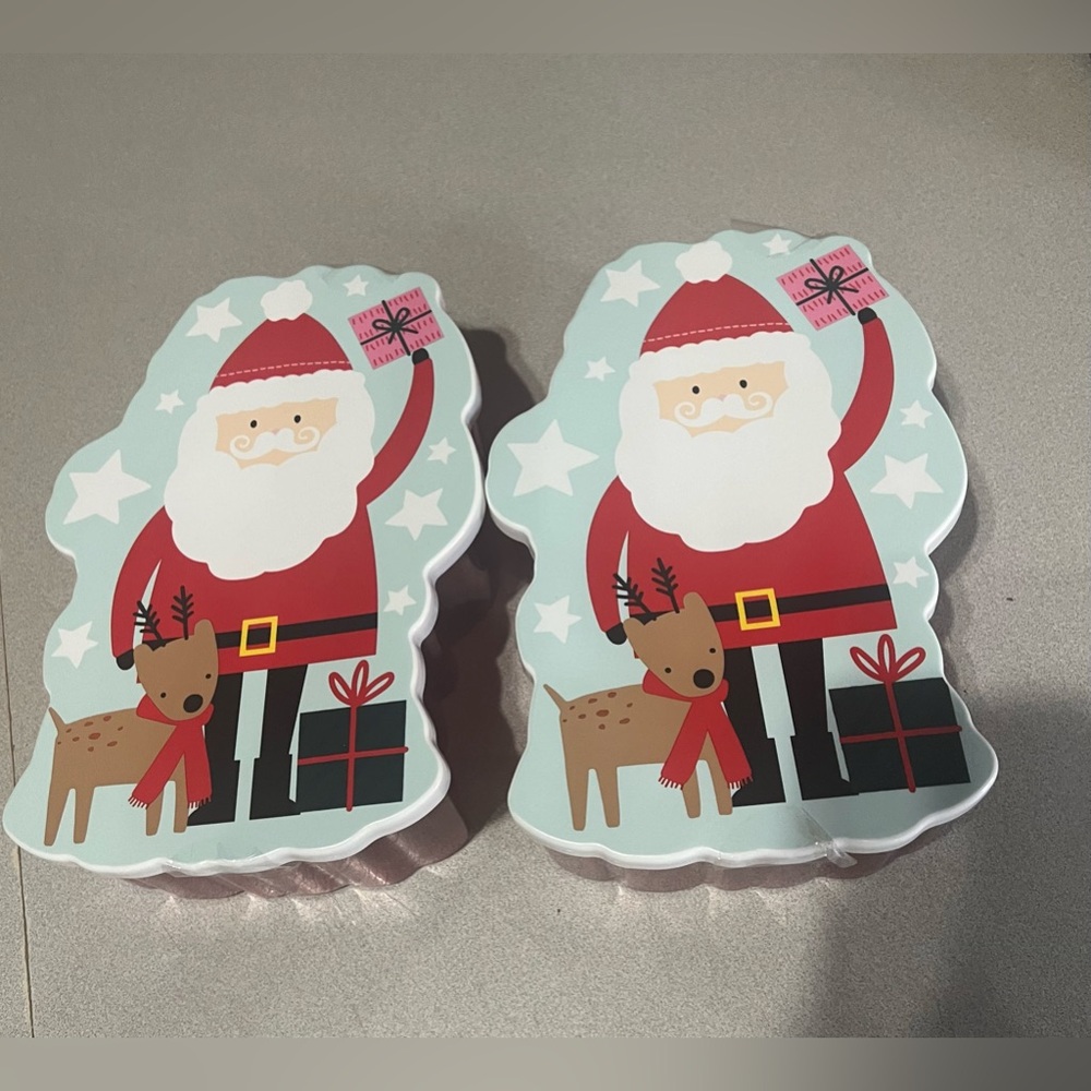 Set of two Santa plastic Christmas containers